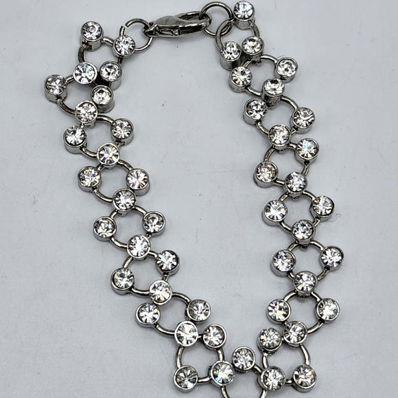 Jewelry - Stunning Rhinestone studded silver bracelet. Photos say it all!